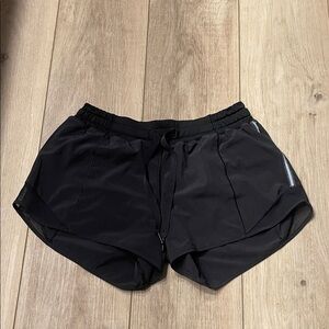 lululemon athletica Black Hotty Hot Shorts with Reflective Trim